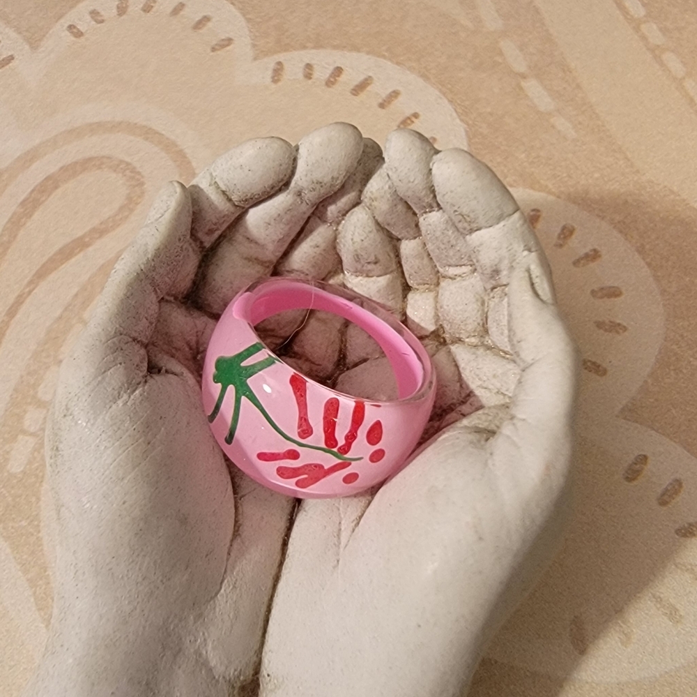 💚 New Flower Resin Fashion Ring Size 9 Fashion Jewelry Whimsical